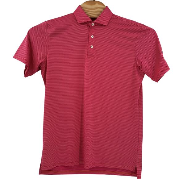 Holderness & Bourne Medium Pink Striped Short Sleeve Golf Polo Shirt - Picture 5 of 6